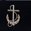 Summer Jewelry Accessories Gold Silver Navy Anchor Brooches Crystal Safety Pins Rhinestone Brooch For Men 2015 Fashion