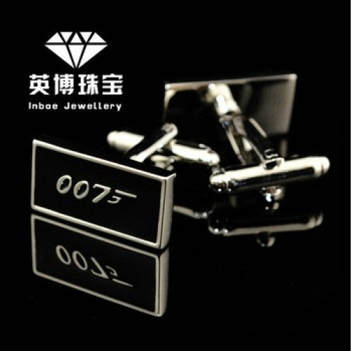 French shirt cuff links for men's Jewelry, Jewellery silver JAMES BOND 007 cufflinks