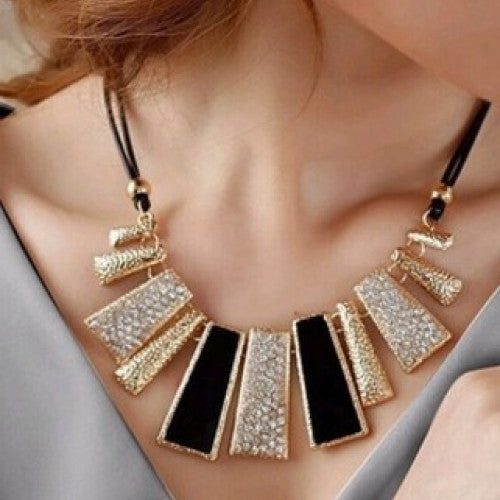 Enamel Bib Leather Braided Rope Chain Fashion Necklaces For Women 2014 Fine Jewelry Hot Sell Vintage Beads