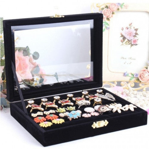 Stud earring box wheel stud earring jewelry holder accessories display rack ring jewelry box glass cover ring storage box