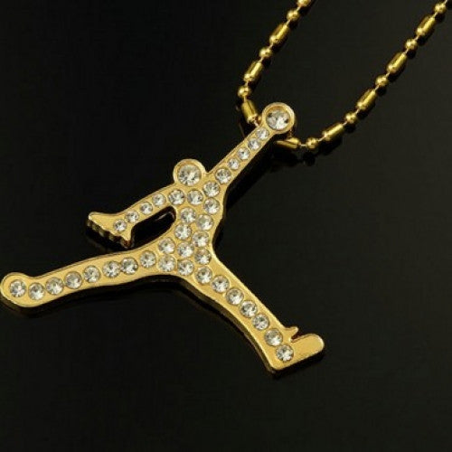 Rhinestone pendant gold chain for men hipster basketball accessories - Air Jordan necklace hip hop jewelry hiphop long necklaces