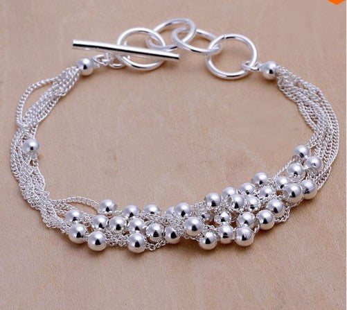 925 sterling silver silver beads toggle bracelet for women - 925 sterling silver silver beads toggle bracelet for women